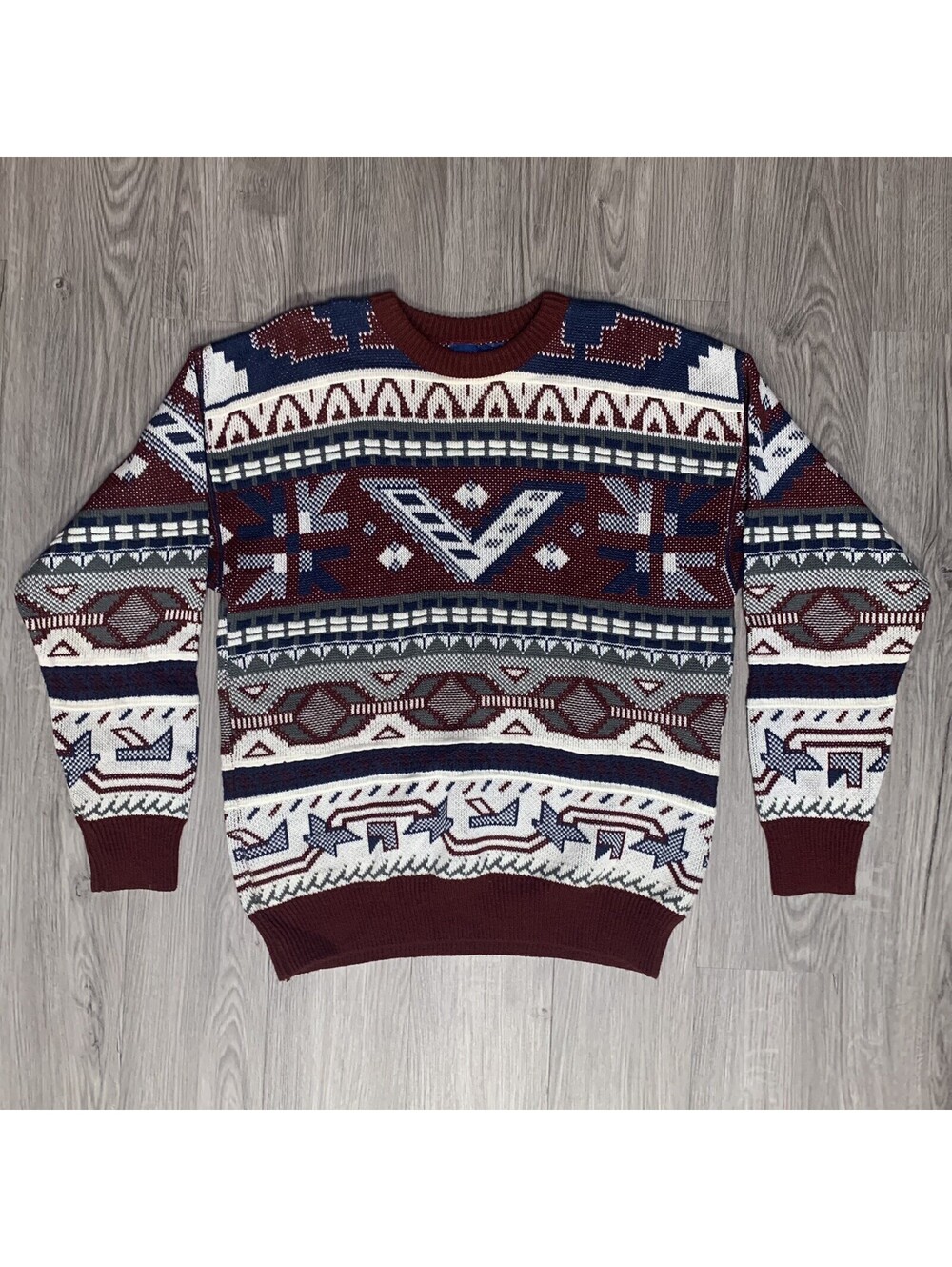 Vintage Towncraft Sweater Men's Large Geometric Aztec Mutlicolor Acrylic